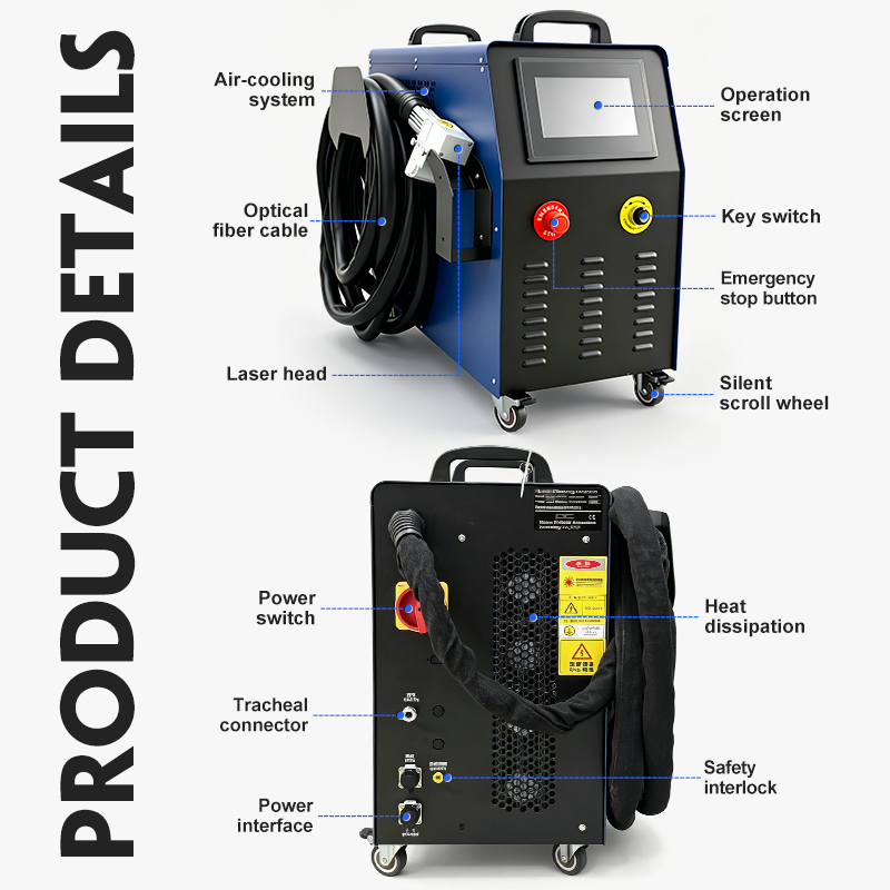 800W 1200W 1500W 2000W Air-cooled Handheld Continuous Cleaning Machine Handheld Portable Metal Rust Removal Laser Cleaner Industrial Continuous Laser Cleaning Machine Price